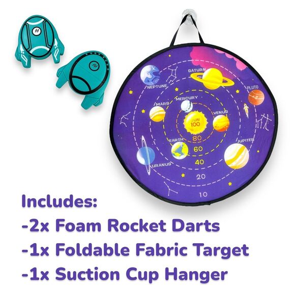 Outer Space Foam Rocket Toss Dart Game Birthday Party Sci-Fi Kids 3+ Galaxy NEW - Picture 3 of 16